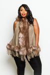 Plus Size Sleek Faux Fur Hooded Vest