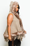 Plus Size Sleek Faux Fur Hooded Vest