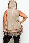 Plus Size Sleek Faux Fur Hooded Vest