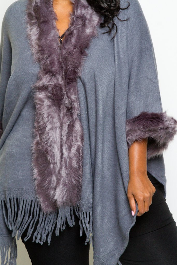 Plus Size Sleek Faux Fur Winter Kimono