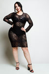 Plus Size Geometric See Through Mesh Dress