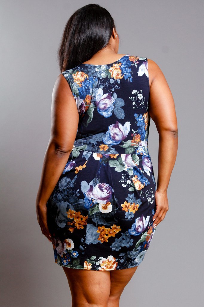 Plus Size Floral Wrapped Mini Dress