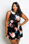 Plus Size Gorgeous Floral Soft Velvet Mini Dress