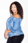 Plus Size Sexy Off Shoulder Denim Blouse