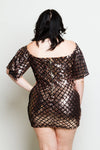 Plus Size Sexy Off Shoulder Sparkling Sequin Dress