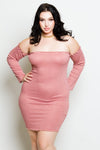 Plus Size Smocked Ribbed Dress