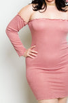 Plus Size Smocked Ribbed Dress