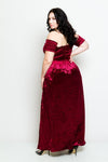 Plus Size Soft Velvet Sexy Off Shoulder Maxi Dress