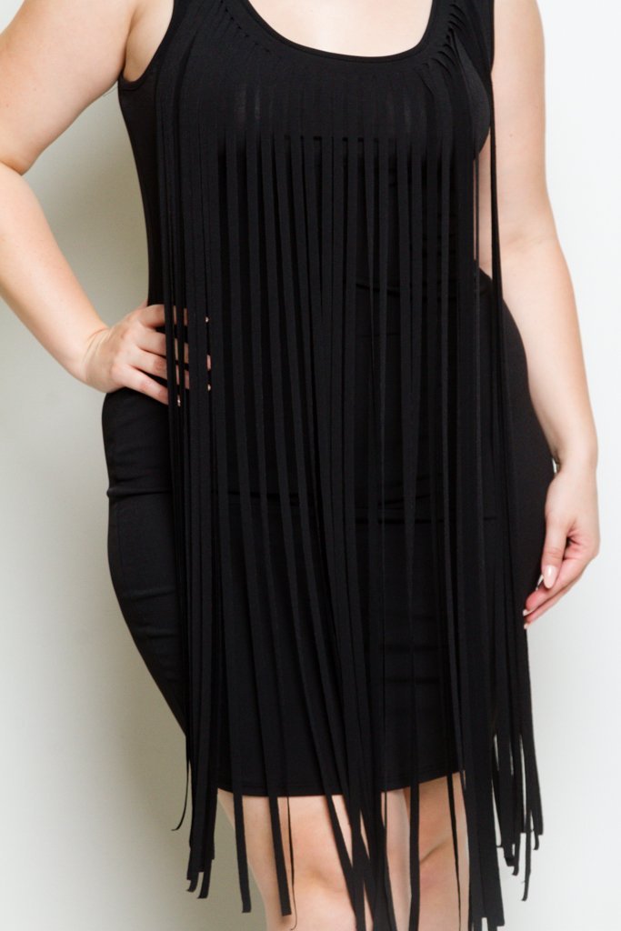 Plus Size Sexy Bodycon Pretty Flowy Fringe Mini Dress