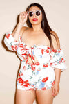 Plus Size Gorgeous Floral Sexy Off Shoulder Romper