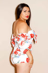 Plus Size Gorgeous Floral Sexy Off Shoulder Romper