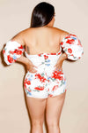 Plus Size Gorgeous Floral Sexy Off Shoulder Romper