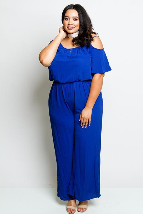 Plus Size Cold Shoulder Jumpsuit