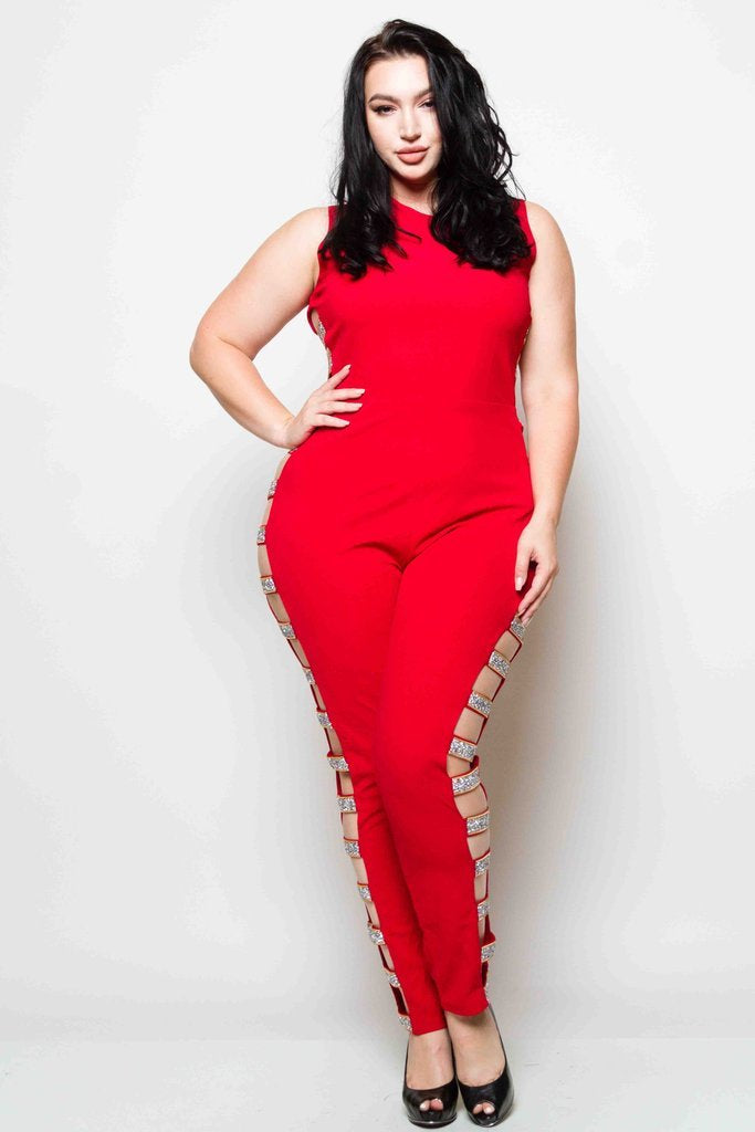 Plus Size Jumpsuit with Side Open