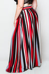 Plus Size Red Striped Maxi Skirt