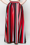 Plus Size Red Striped Maxi Skirt