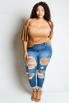 Plus Size It Girl Trendy Distressed Denim Jeans