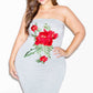 Plus Size Rose Patch Tube Midi Dress [SALE]