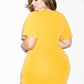 Plus Size Solid Bell Sleeve Overlap Dress [SALE]