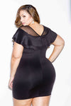 Plus Size Glam Ruffle Mesh Mini Dress