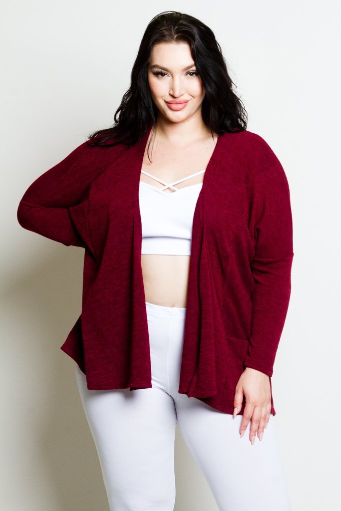 Plus Size Long Sleeve Open Cardigan