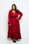 Plus Size Glam Ruffle Trim Maxi Dress