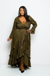 Plus Size Glam Ruffle Trim Maxi Dress