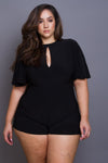 Plus Size Keyhole Flirty Mini Open Back Romper