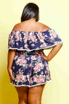 Plus Size Off Shoulder Floral Romper