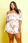 Plus Size Off Shoulder Floral Romper