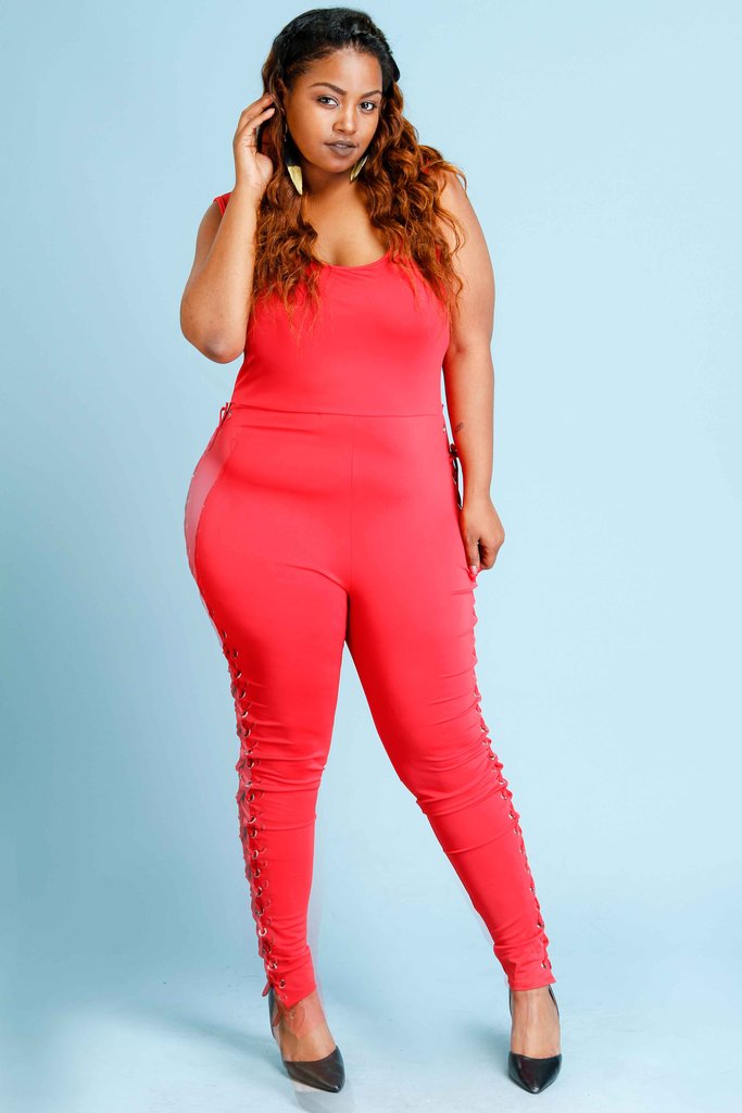 Plus Size Side Lace Up Jumpsuit