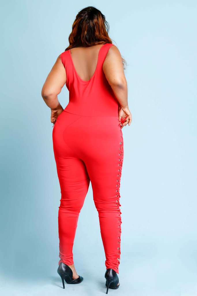 Plus Size Side Lace Up Jumpsuit