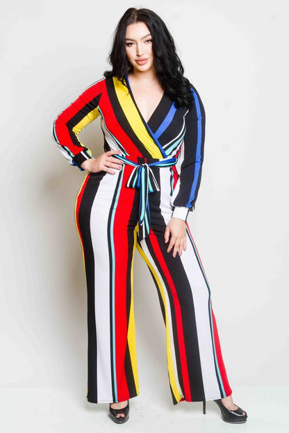 Plus Size Color Stripe Jumpsuit