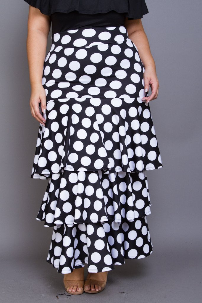 Plus Size Polka Dot Layered Maxi Skirt Item