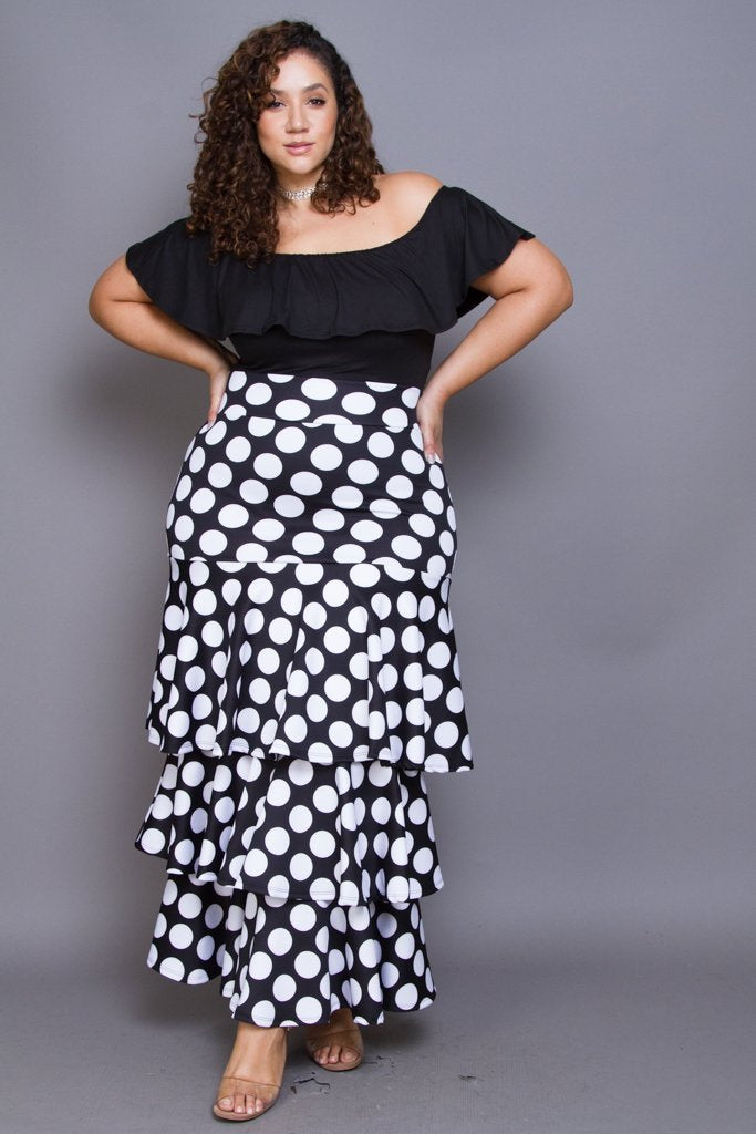 Plus Size Polka Dot Layered Maxi Skirt Item