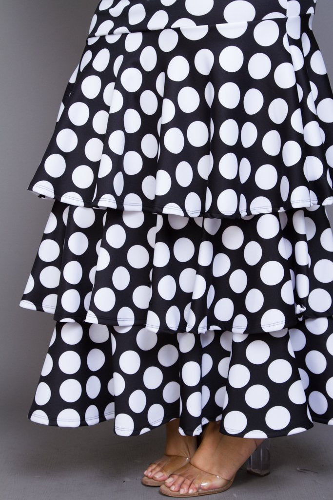 Plus Size Polka Dot Layered Maxi Skirt Item