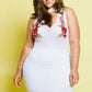 Plus Size Mini See Through Mesh Dress with Gorgeous Floral Embroidery