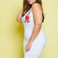 Plus Size Mini See Through Mesh Dress with Gorgeous Floral Embroidery
