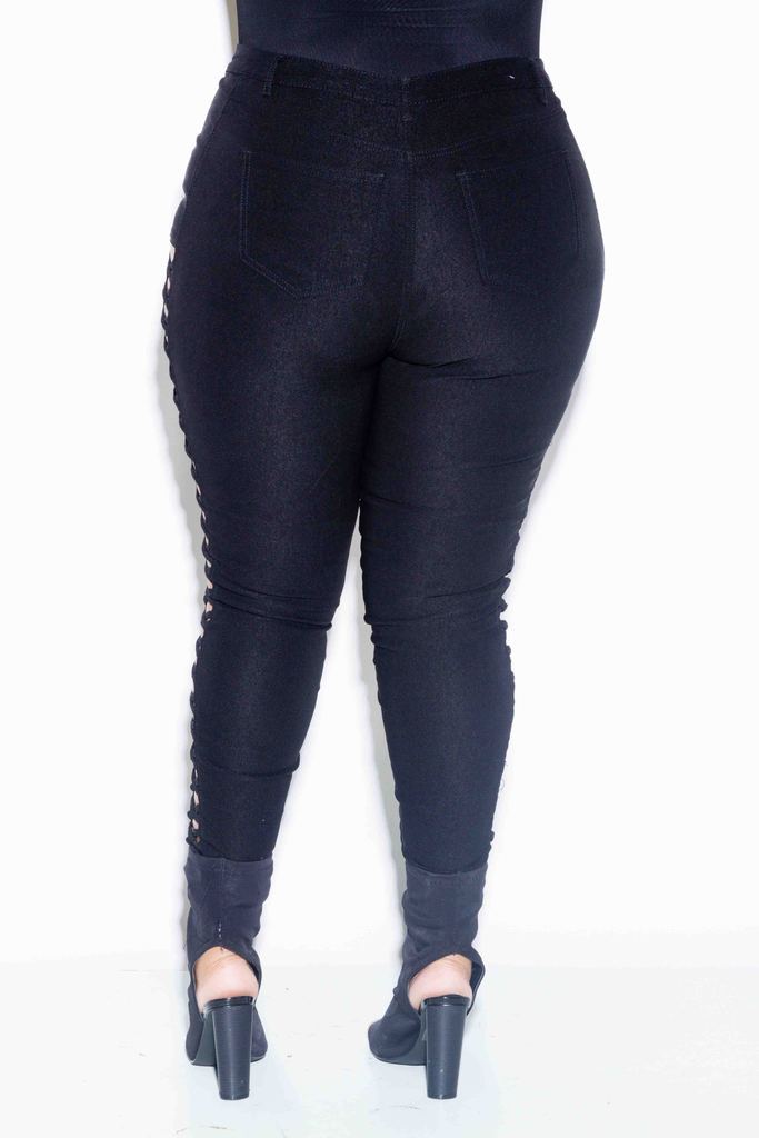 Plus Size Flirty Sexy Lace Up Skinny  Pants