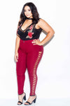 Plus Size Flirty Sexy Lace Up Skinny  Pants