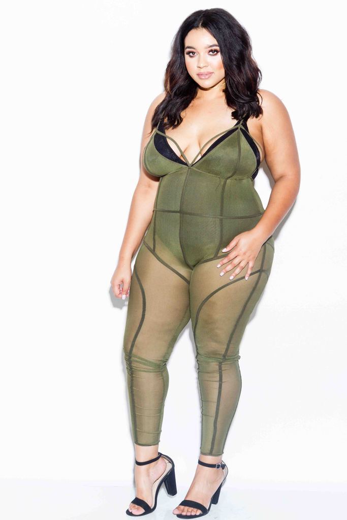 Plus Size Sexy See Through See Through Mesh Jumpsuit