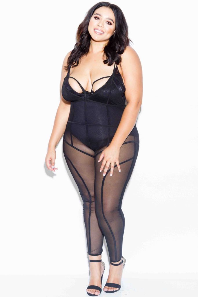 Plus Size Sexy See Through See Through Mesh Jumpsuit