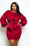 Plus Size Scuba Mini and Bow Tie Sweater Set