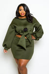 Plus Size Scuba Mini and Bow Tie Sweater Set