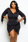 Plus Size Surplice Mini Dress