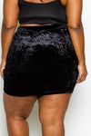 Plus Size Sparkling Sequin and Crushed Soft Velvet Mini Skirt