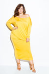 Plus Size Sexy Off Shoulder Long Sleeved Jersey Maxi Harem Dress