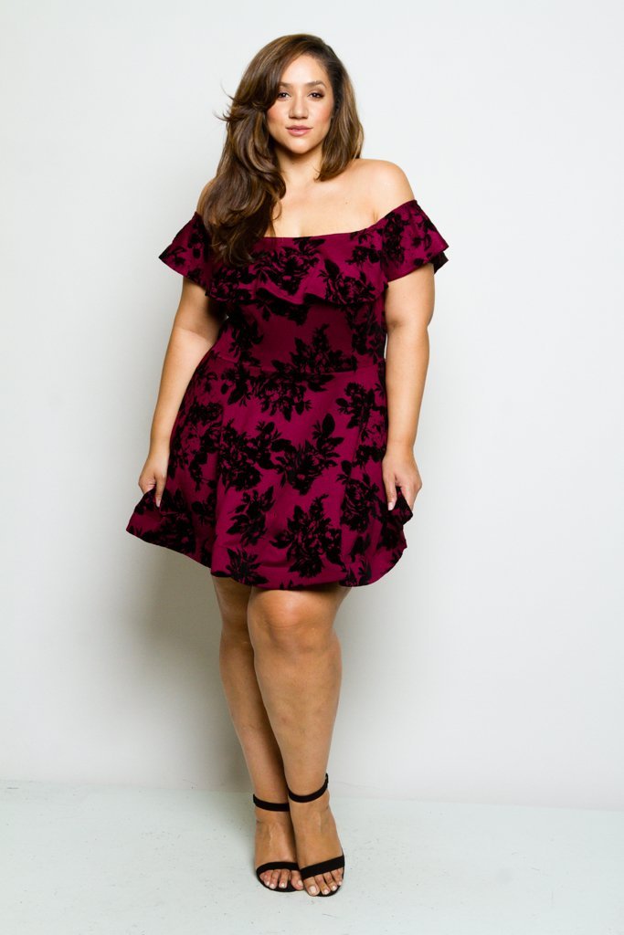 Plus Size Gothic Gorgeous Floral Skater Dress