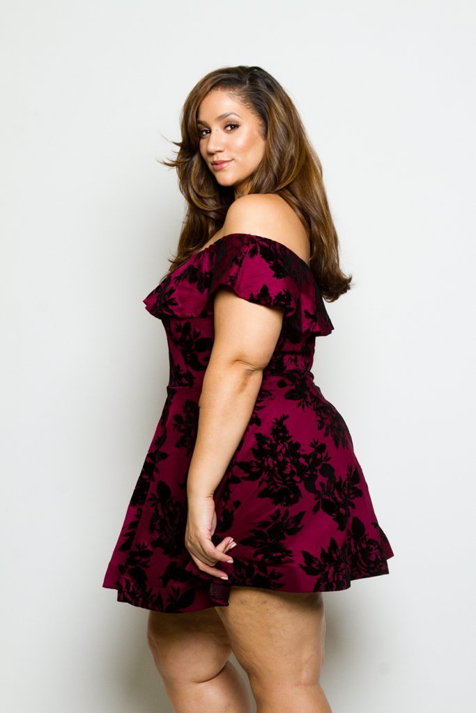 Plus Size Gothic Gorgeous Floral Skater Dress