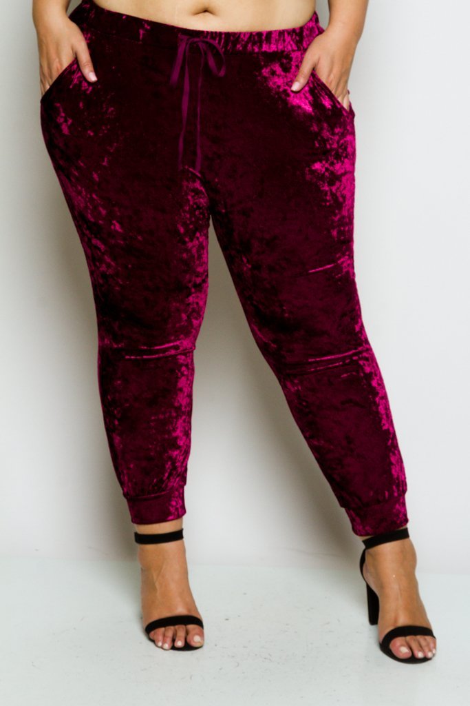 Plus Size Soft Velvet Joggers